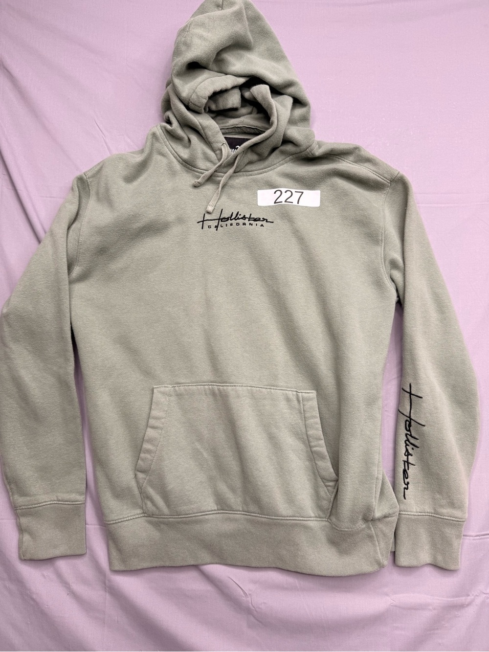 Hollister Sage Green Script Logo Hoodie